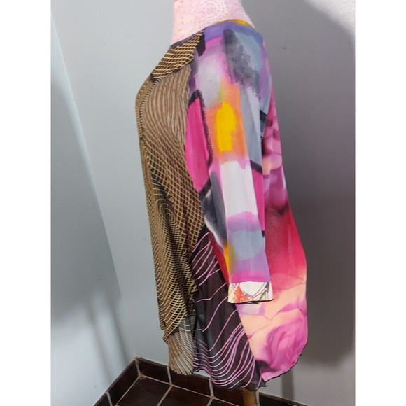 Floral Pink Black Pullover Blouse Wide Sleeves Chiffon Top Womens Size 1X NWT - Picture 5 of 6